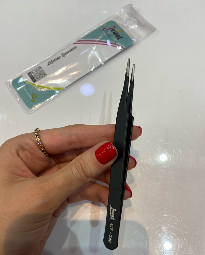 پنس انبری کاشت مژه سر صاف JEWEL GT-240