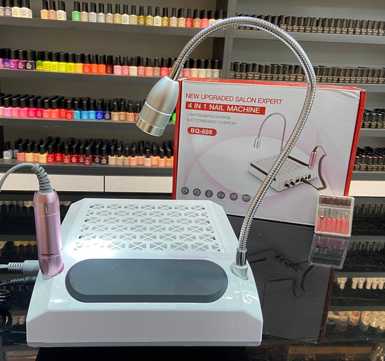 دستگاه مانیکور 4 کاره BQ_608 سوهان برقی-چراغ روشنایی-فن زیردست و پد زیر دستی