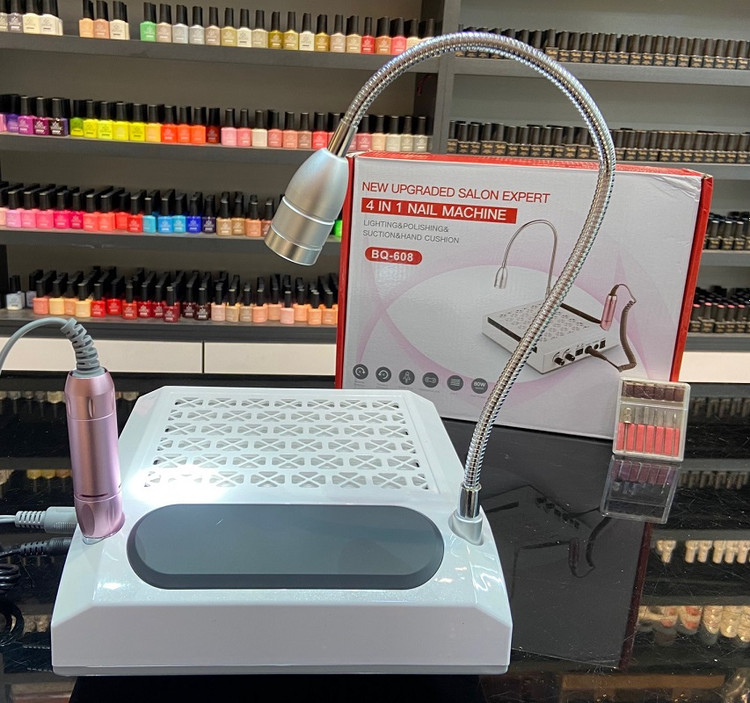 دستگاه مانیکور 4 کاره BQ_608 سوهان برقی-چراغ روشنایی-فن زیردست و پد زیر دستی