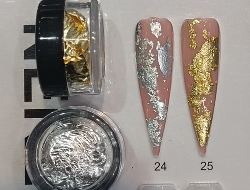 دیزاین ورق نقره و طلا طراحی ناخن کدهای 24 و 25 نرلین Nerlin