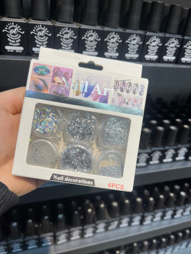 دیزاین ناخن 6 عددی طلایی یا نقره ای پک چند کاربری