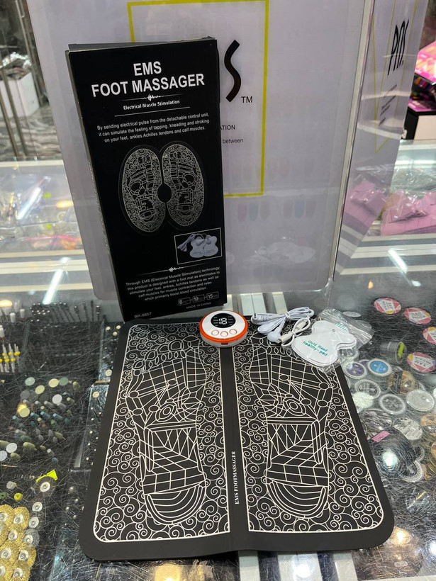 ماساژور پا هوشمند مشکی پارچه ای پنل جدا درجه یک EMS FOOT MASSAGER