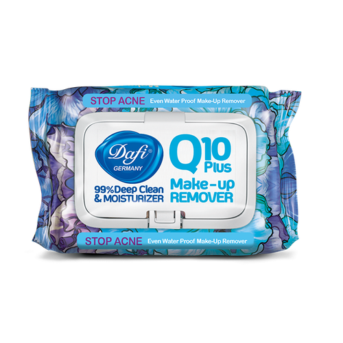 دستمال مرطوب پاک کننده آرایش مدل STOP IRRITATION سری Q10 درب دار 50 عددی ضد التهاب دافی Dafi
