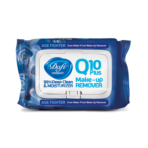 دستمال مرطوب پاک کننده آرایش دافی مدل Q10 (طرح میوه بلوبری) بسته ۵۰ عددی