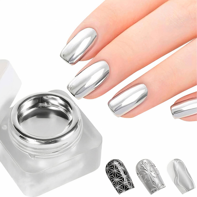 متال ژل نقره ای طراحی ناخن 5 گرمی سالن Salon