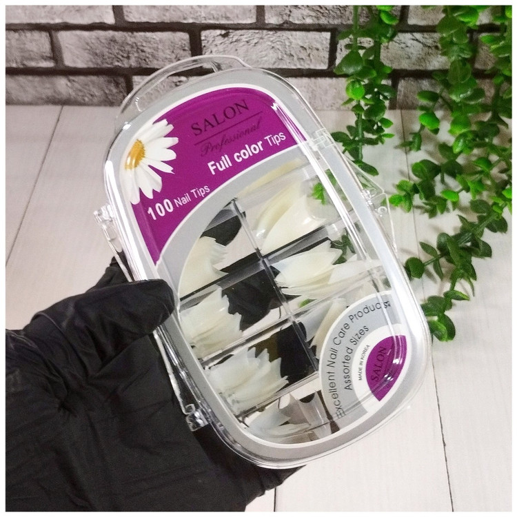 تیپ کاشت ناخن 100 عددی شیری ژورنالی سالن Salon اورجینال