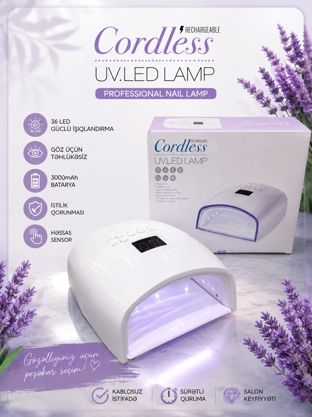 دستگاه یو وی لاک خشک کن شارژی 66 وات یووی مدل S10 کردلس Cordless اورجینال