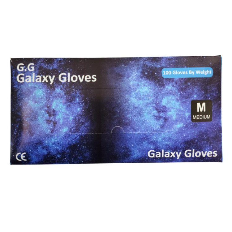دستکش ونیل بی رنگ 100 عددی سایز M مدیوم Galaxy