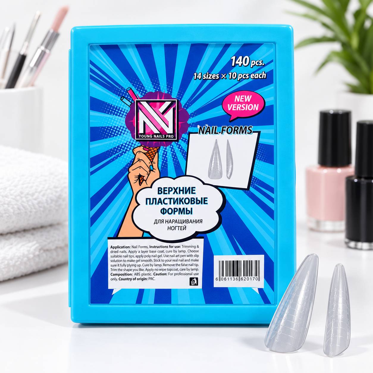 قالب موقت کاشت ژل ناخن 140 عددی نوک تیز ژورنالی ایمنکا Young Nails